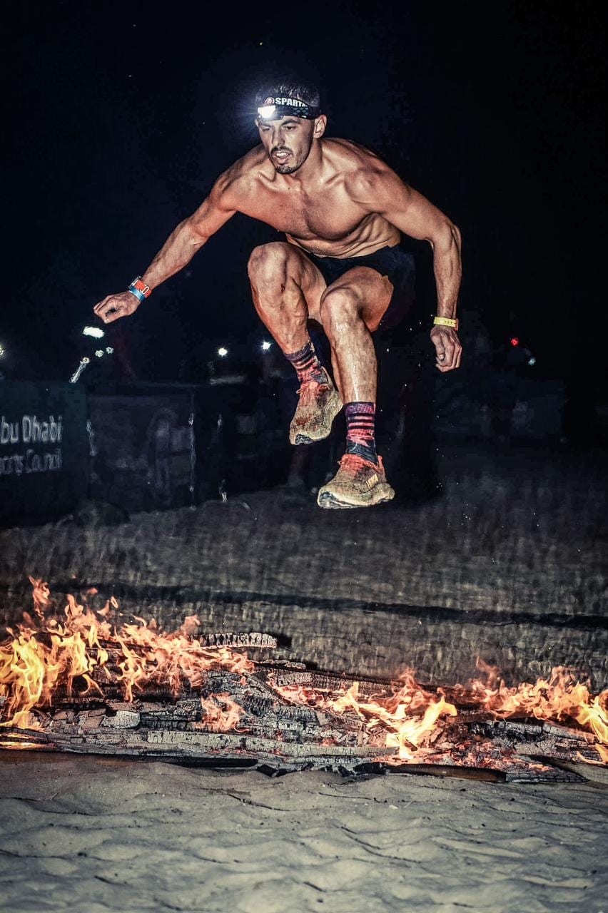 Focused athlete mid-set